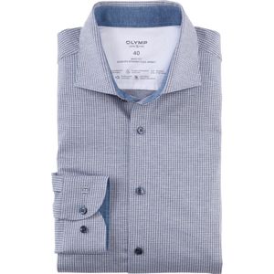 OLYMP 24/7 Level 5 body fit overhemd - tricot - grijs dessin - Strijkvriendelijk - Boordmaat: 39