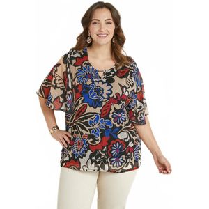 Losvallende lange tuniek van voile met print