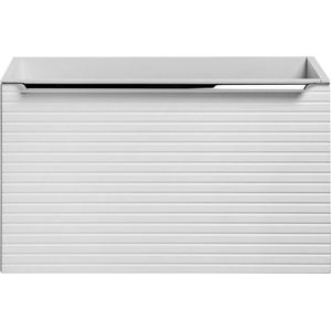 Vente-unique Hangend wastafelmeubel - Wit gestreept - 60 cm - LATOMA L 60 cm x H 39.2 cm x D 45.8 cm