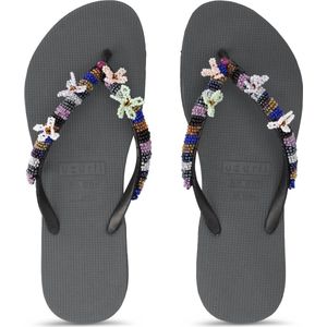 Uzurii - Las Dalias Blue - Teenslippers - Blauw - Zilver