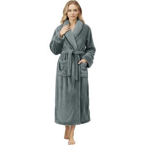 NY Threads Premium Womens Robe Plush Soft Long Bathrobe Warm Fleece Shawl Collar Spa Robe Pack of 1, Small, Dark Grey