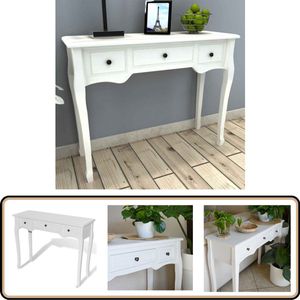 vidaXL Bijzetkastje - 3 Lades - Wit - MDF & Grenenhout Bijzettafel - Kaptafel - Dressoir - Tv Meubel - Houten Kast