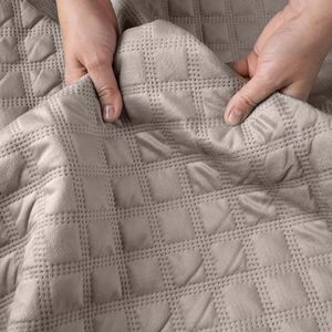 VELVI Dekoratieve Plaid 220x240cm - Grijs-Beige