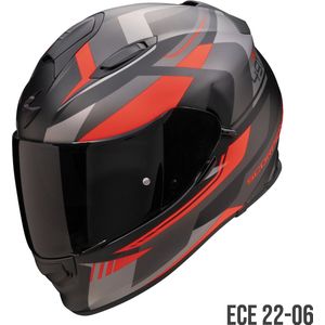 Scorpion EXO-491 ABILIS Matt Black-Silver-Red - Maat M - Integraal helm - Scooter helm - Motorhelm - Zwart - Scooterhelmen mannen en vrouwen.