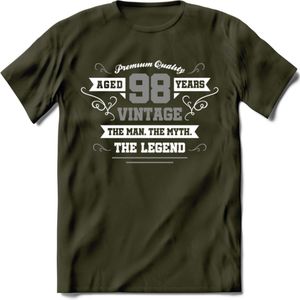 98 Jaar Legend T-Shirt | Zilver - Wit | Grappig Verjaardag en Feest Cadeau | Dames - Heren - Unisex | Kleding Kado | - Leger Groen - XXL