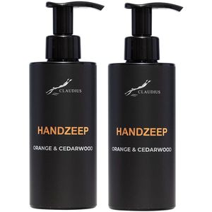 Handzeep Sweet Orange & Cedarwood 300 ml - met pomp - zwarte fles - set van 2 stuks