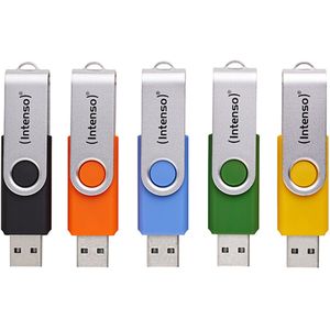 Intenso - OFFICE LINE - USB-stick - 64 GB - Set van 5 - Geel Groen Zwart Blauw Oranje