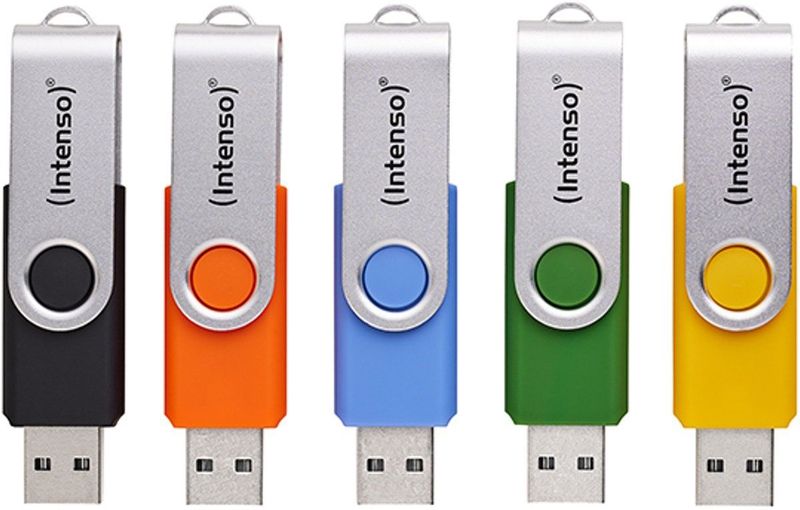 Intenso - OFFICE LINE - USB-stick - 64 GB - Set van 5 - Geel Groen Zwart Blauw Oranje