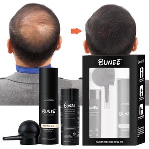 Bunee Hair Volume Fiber Tool Kit - Fiber Hold Spray 120ml en Hair Fiber 27.5 gram Met Spray Applicator (Dark Blonde)