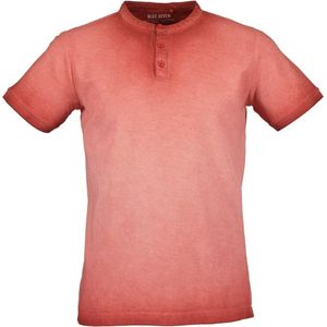 Blue Seven heren shirt - shirt henley heren - 302775 - rood - met knoop - korte mouwen - M