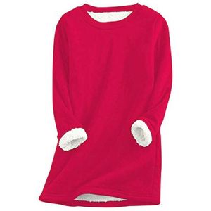Dames Langarm Sweatshirt met Teddy Fleece & Ronde Hals