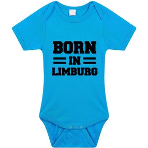 Born in Limburg tekst baby rompertje blauw jongens - Kraamcadeau - Limburg geboren cadeau 80