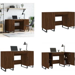 vidaXL Bureau 140x50x75 cm bewerkt hout bruineikenkleurig - Bureau - Bureaus - Laptoptafel - Computertafel
