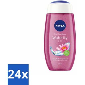 NIVEA - Douchegel - Waterlelie & Olie - Verfrissende Huid - 250 ml - Voordeelverpakking - 24 stuks