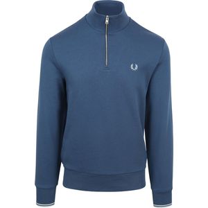 Fred Perry - Half Zip Trui Mid Blauw - Heren - Maat L - Regular-fit