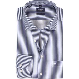 OLYMP - Luxor - Overhemd - Marine Blauw Gestreept - Strijkvrij - Boordmaat 40
