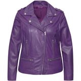 Angel of Style - Dames - Leren bikerjas metalen rits volledig gevoerd - Violet - Maat 42