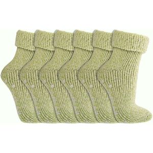 Huissokken | Wollen sokken | Antislip zool | Dames sokken | Kleur: Groen | Diverse maten | 6 paar
