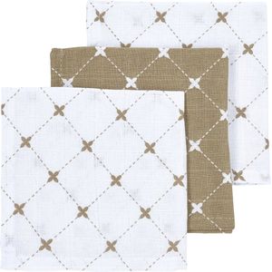 Meyco Baby X Mrs.Keizer Louis monddoekjes - 3-pack - hydrofiel - taupe - 30x30cm