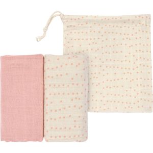 Lässig Hydrofiele luier - swaddle doek 2 stuks in roze 80 x 80 cm