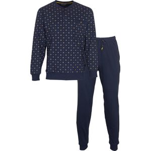 Paul Hopkins Heren Pyjama - Polo Sluiting - Katoen - Blauw - Maat XXL