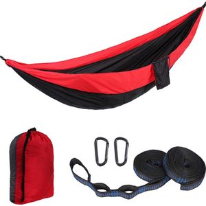 Kampeerhangmat - Reishangmat met banden - 1 stuk - Draagbare, ademende hangmat - Geschikt voor tuin, buiten, backpacken, reizen - Buitenhangmat met parachutestof - Enkel, dubbel, kamperen, fietsen, binnen, vrijetijdshangmat - 300 x 200 cm