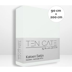 Ten Cate - Hoeslaken - Wit - Katoensatijn - 90x200 cm - Hoekhoogte 35 cm - Strijkvrij