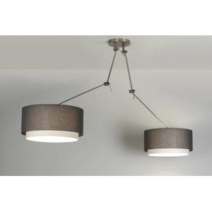 Lumidora Hanglamp 30439 - BROOKLYN - 2 Lichts - E27 - Grijs - Taupe - Textiel