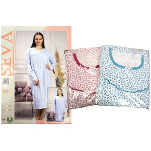 Damespyjama - Slaapkleed - Tot onder de knie - Lange mouw - Roze - 3XL