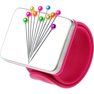 JGS Premium - Siliconen Polsband met Magnetische Pin Houder voor Naaien en Haarstyling - Medium - Rozenkrans - Salon Shop benodigdheden