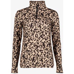 Mountain Peak dames thermoshirt met rits luipaardprint - Bruin - Maat S