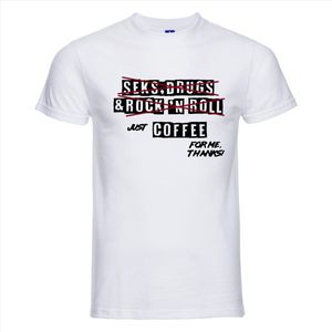 SEX DRUGS & ROCK ´N ROLL T-shirt - 100% Katoen - Maat 4XL - Classic Fit - Wit