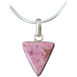 Gemstones-silver natuursteen ketting zilver 925 en hanger roze agaat zilver 925