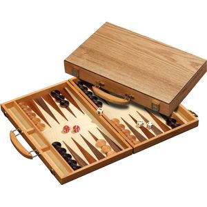 Philos Medium Backgammon Koffer - Houten Speelbord - 2 Spelers - Inclusief Stenen en Dobbelstenen