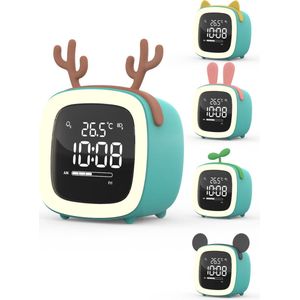 JustAnotherProduct AP18 (SET) - Oplaadbare digitale wekker met licht (3 standen) - Alarm klok met temperatuur (15.5°C tot 50°C) - 12/24h Alarm clock - Nachtlamp - Licht blauw