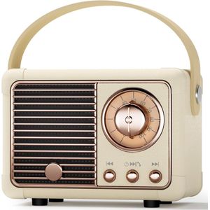 Retro speaker, cadeau-ideeën voor een vriendin, draagbare draadloze speaker, cadeaus voor vrouwen, meisjes en vrienden in ouderwetse stijl, kleine USB/TF/AUX-ondersteuning voor antieke slaapkamer, keuken, kantoor en bureaudecoratie (beige)