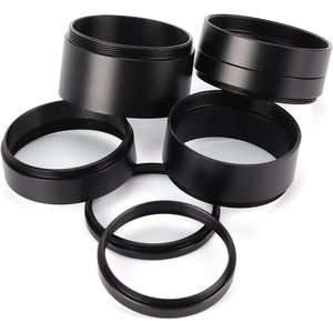 E-Ambar - Set van 8 zwarte aluminium legering spacer ringen voor fotografie en astronomische telescoop - Lens adapter ring verlengbuizen 3 5 7 10 12 15 20 30mm - Telescoop accessoire