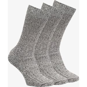 3-Paar - Noorse Sokken - Maat 43-45 - Grijs - Warme Huissokken - Werksokken - Wintersokken - Wollen Sokken - 43-45 - 3-Paar