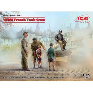 1:35 ICM 35647 WWII French Tank Crew (5 figures) Plastic Modelbouwpakket