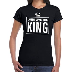 Zwart Long live the King Engelse tekst shirt dames - Oranje Koningsdag/ Holland supporter kleding M