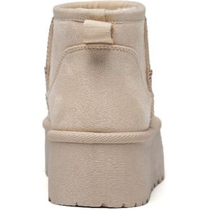 Smile Favorites® Dames Uggies - Pantoffels, Boots - Beige - Suedine - Maat 39 -