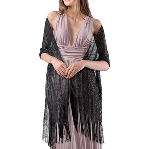 Avondomslagdoek voor dames, zilveren sjaal/shawl - sjaals en omslagdoeken voor dames - blouse dames, polyester sjaal voor dames, geschikt voor bruiloften, feesten, bruidsmeisjes en bals