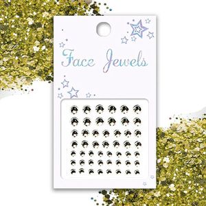 GlittersXL - Festival Face Jewels (Zilver Diamant) [Dots Strass Steentjes met zelfklevend Plaklaag - Sticker Diamantjes voor Lichaam en Gezicht - Festival tattoo set outfit glitter - Silver Juwelen Face Glitterstiften tattoos kinderen]