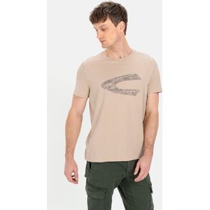 camel active T-shirt met print van duurzame organic cotton - Maat menswear-XXL - Bruin