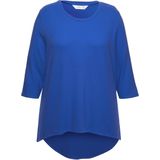 MIAMODA MIAMODA - Dames - Trui A-lijn afgeronde zoom 3/4-mouwen - Koningsblauw - Maat 42+