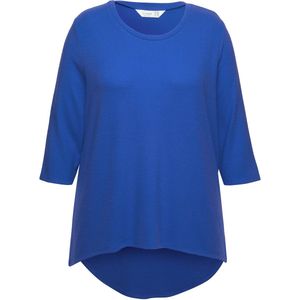 MIAMODA - Dames - Trui A-lijn afgeronde zoom 3/4-mouwen - Koningsblauw - Maat 42+