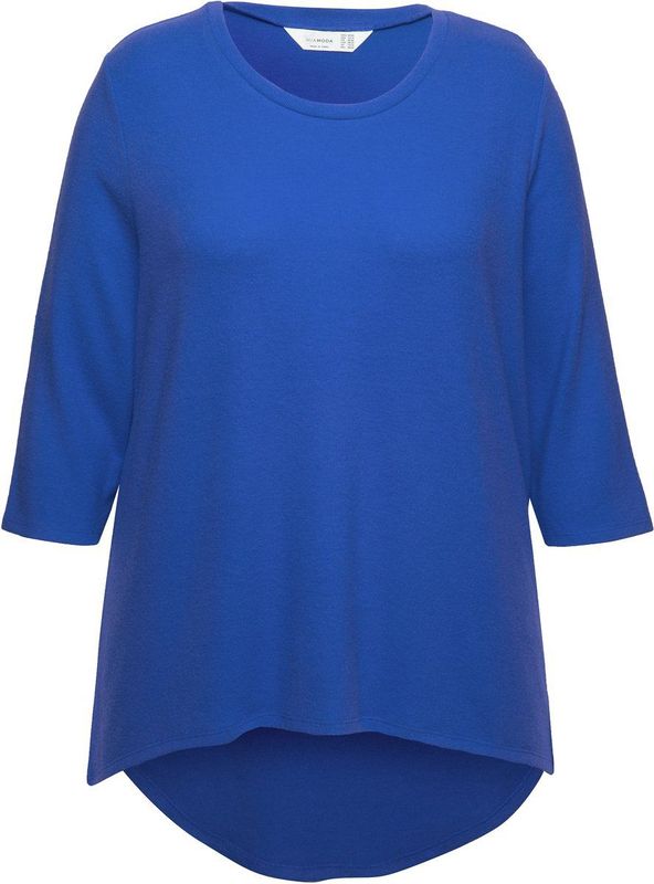 MIAMODA MIAMODA - Dames - Trui A-lijn afgeronde zoom 3/4-mouwen - Koningsblauw - Maat 42+