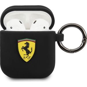 Ferrari AirPods case with ring - printed shield logo - zwart