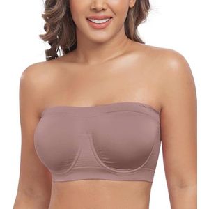 Bandeau-beha voor dames zonder beugels - Mokka - XL