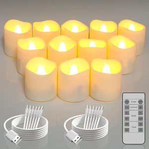 Synergy - Oplaadbare waxinelichtjes - LED Waxinelichtjes - 12 stuks - Met afstandsbediening - Flikkeren - Oplaadbare kaarsen - Oplaadbare theelichtjes